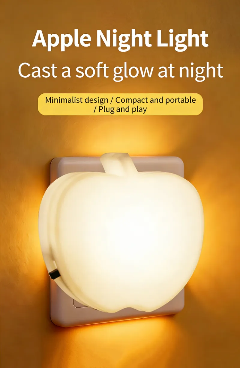 Soft Glow Apple Shaped LED Night Light Plug